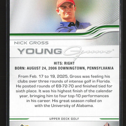 2026 Upper Deck Golf Young Guns UD Exclusives Nick Gross #123 062/100 Young Guns
