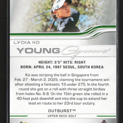 2026 Upper Deck Golf Young Guns Outburst Lydia Ko #104 Young Guns