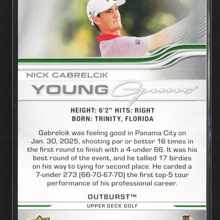 2026 Upper Deck Golf Young Guns Outburst Nick Gabrelcik #118