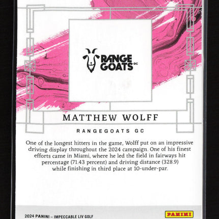 2024 Panini Impeccable LIV Golf Matthew Wolff #87 Pink 51/99