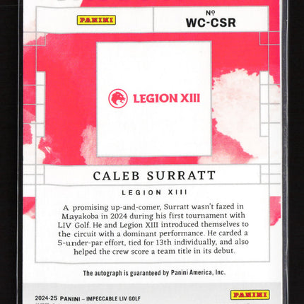 2024 Panini Impeccable LIV Golf Caleb Surratt #WC-CSR RC 02/10