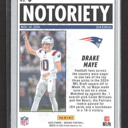 2025 Panini Mosaic Football Notoriety Drake Maye #3