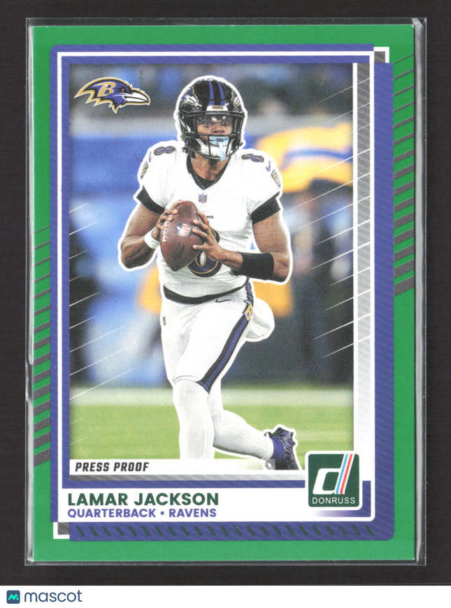 2025 Panini Donruss Lamar Jackson #102 Green Press Proof