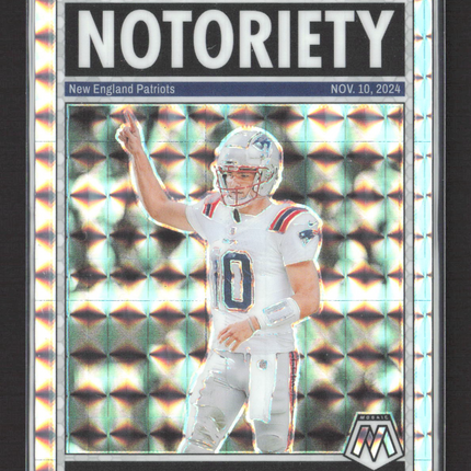 2025 Panini Mosaic Notoriety Drake Maye #3 Silver Prizm