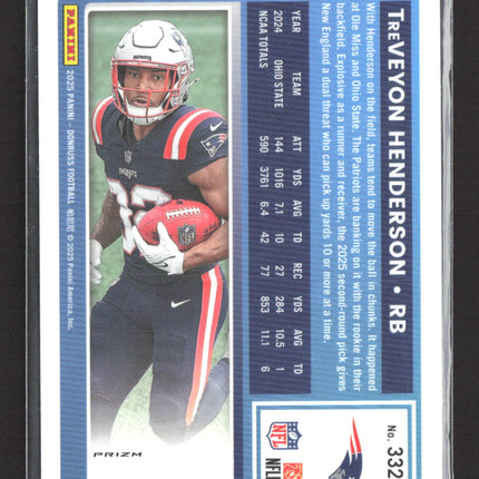 2025 Panini Donruss Optic Prizm TreVeyon Henderson #332 Pink