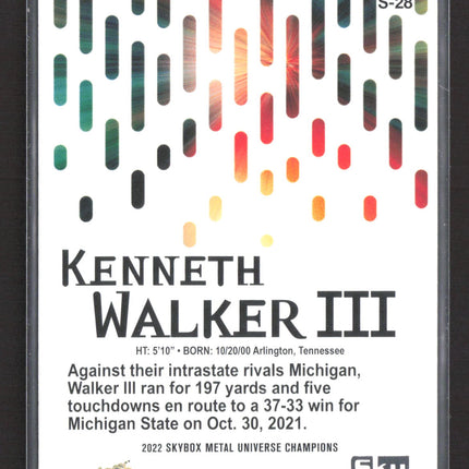 2022 SkyBox Metal Universe Champions Skybox Premium Kenneth Walker III #S-28