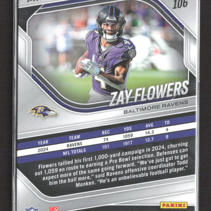 2025 Panini Prizm Football Zay Flowers #106 Lazer