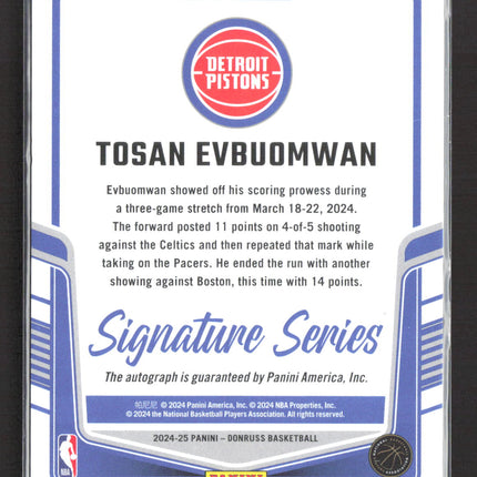 2024 Panini Donruss Signature Series Tosan Evbuomwan #SS-TEP Auto