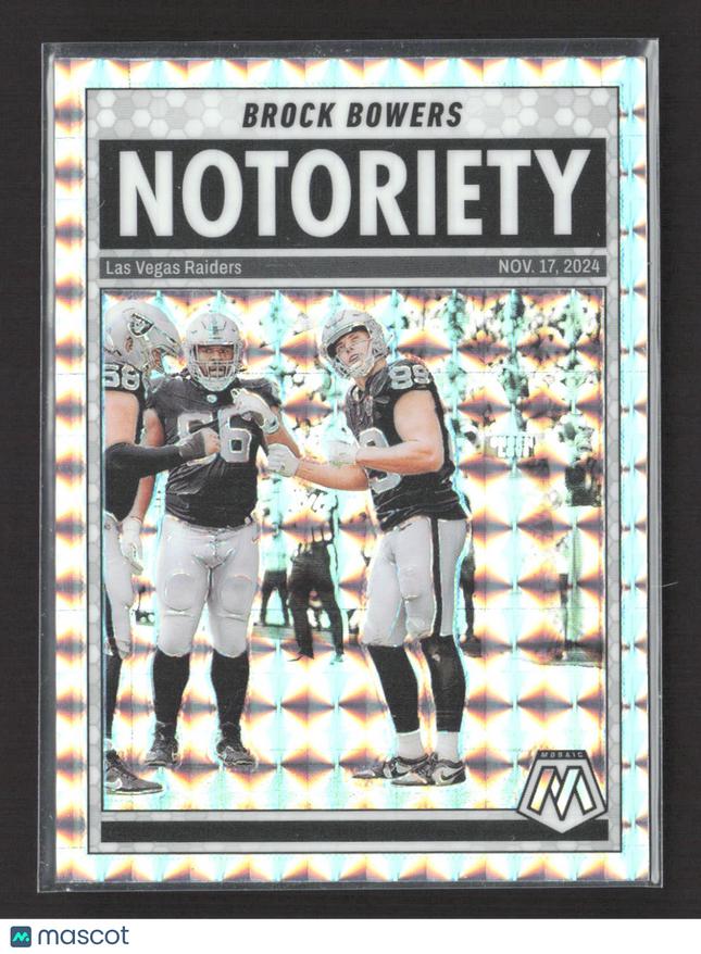2025 Panini Mosaic Football Notoriety Brock Bowers #10 Silver Prizm