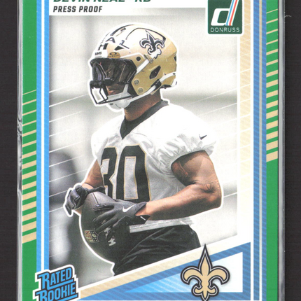 2025 Panini Donruss Football Devin Neal #359 Press Proof Green Rated Rookie