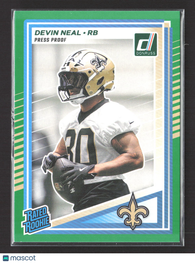 2025 Panini Donruss Football Devin Neal #359 Press Proof Green Rated Rookie