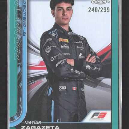 2025 Topps Chrome Formula 1 Matías Zagazeta #70 Aqua Refractor 240/299