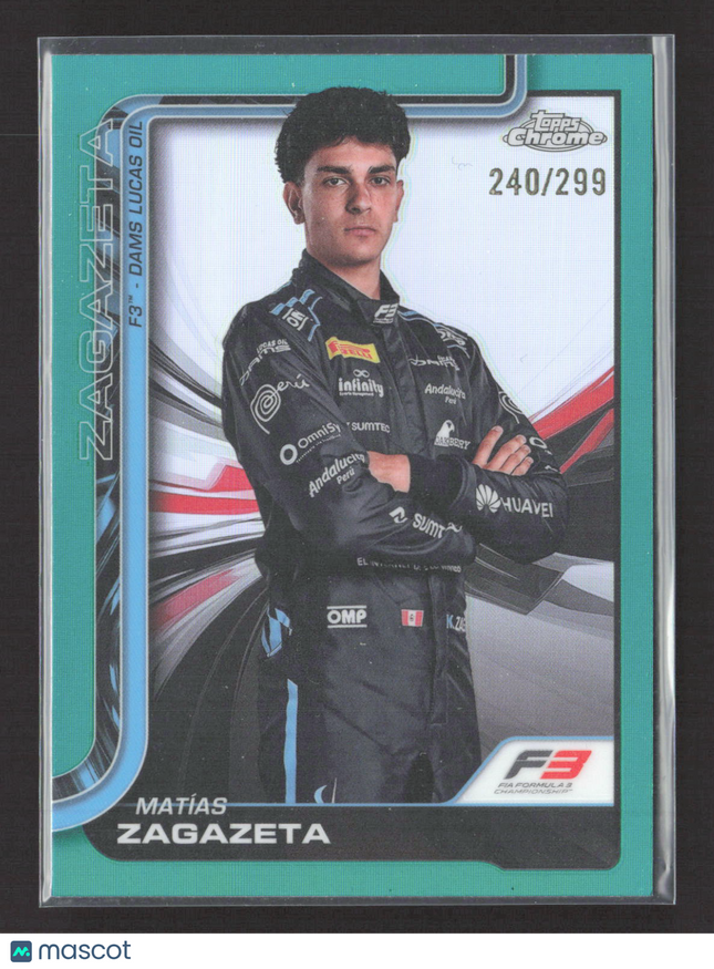 2025 Topps Chrome Formula 1 Matías Zagazeta #70 Aqua Refractor 240/299