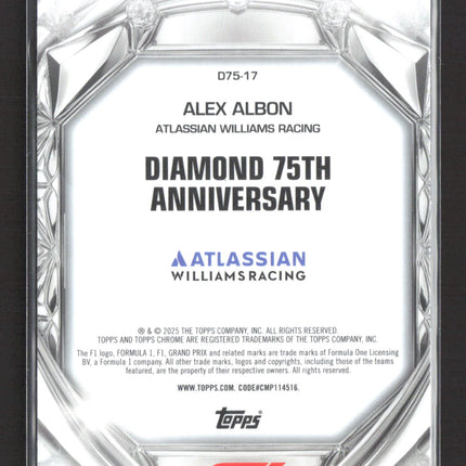 2025 Topps Chrome F1 Diamond 75th Anniversary Alex Albon #D75-17