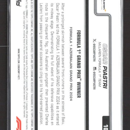 2025 Topps Chrome F1 Oscar Piastri #109 RayWave