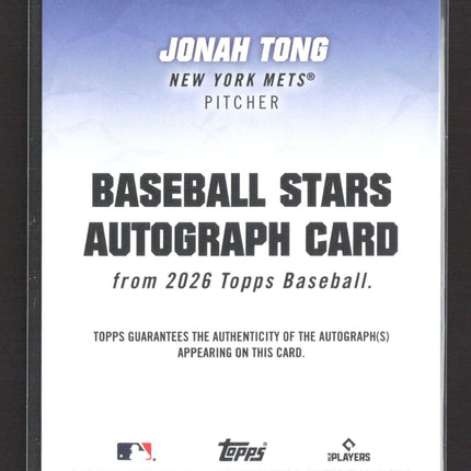 2026 Topps Baseball Stars Autograph Jonah Tong #BSA-JOT RC Auto