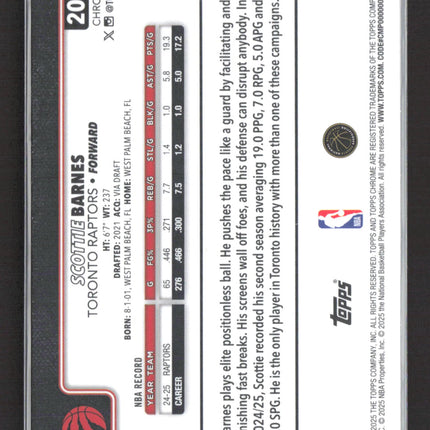 2025 Topps Chrome Scottie Barnes #203 Blue 100/150