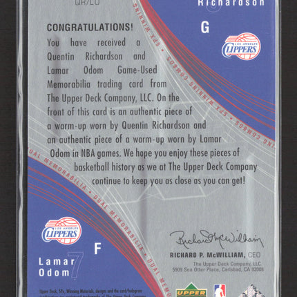 2002 Upper Deck SPx Winning Combos Lamar Odom Quentin Richardson #QR/LO Relic