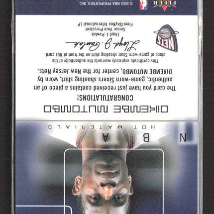 2002 Fleer Hoops Hot Materials Dikembe Mutombo #HM-DM Game-worn Shooting Shirt