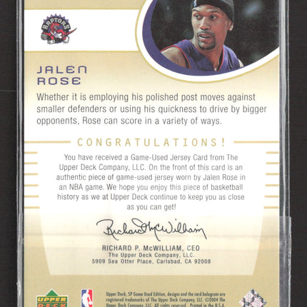 2004 Upper Deck SP Game Used Edition Authentic Fabrics Jalen Rose #AF-JR Jersey