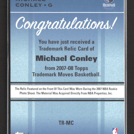 2007 Topps Trademark Moves Michael Conley #TR-MC Trademark Relic Card
