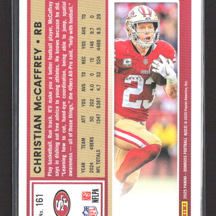 2025 Panini Donruss Football Christian McCaffrey #161 Press Proof Red 123/199