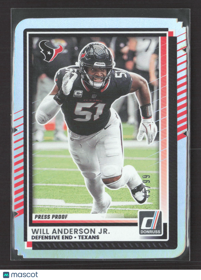 2025 Panini Donruss Football Will Anderson Jr. #62 Press Proof