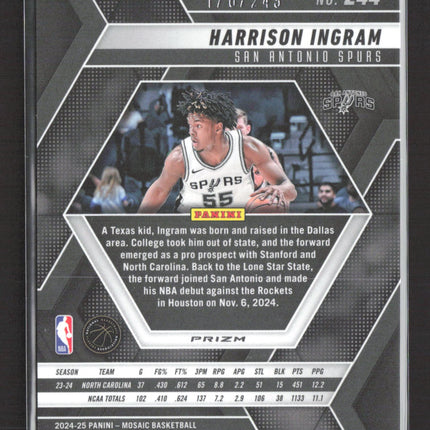 2025 Panini Mosaic Prizm Harrison Ingram #244 Purple RC 178/249