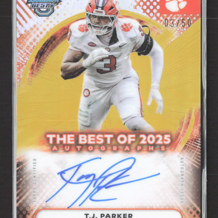 2025 Bowman University Best T.J. Parker #BOA-TJP Gold Refractor Auto /50