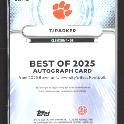 2025 Bowman University Best T.J. Parker #BOA-TJP Gold Refractor Auto /50