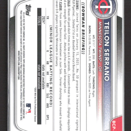 2025 Bowman Chrome Teilon Serrano #BCP-188 1st Lazer