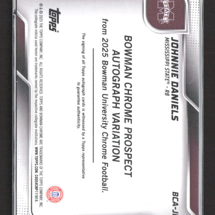 2025 Topps Bowman University Chrome Johnnie Daniels #BCA-JDA 1st Auto /15