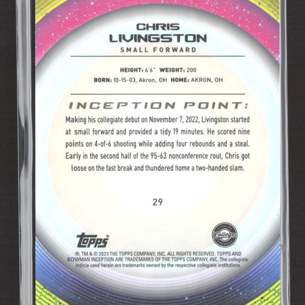 2023 Bowman University Inception Chris Livingston #29