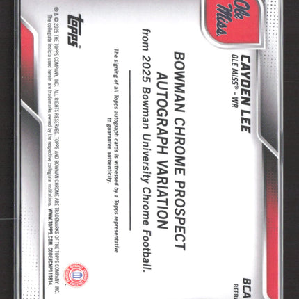 2025 Topps Bowman University Chrome Cayden Lee #BCA-CL Refractor 1st Bowman Auto