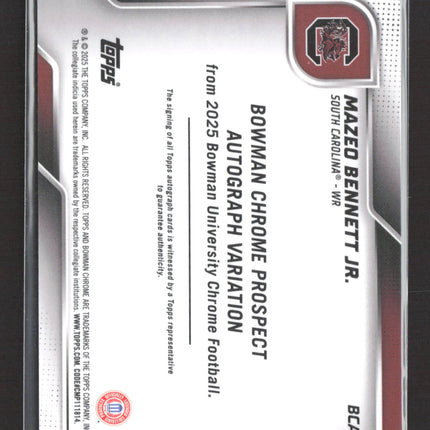 2025 Topps Bowman University Chrome Football Mazeo Bennett Jr. #BCA-MB 1st Auto