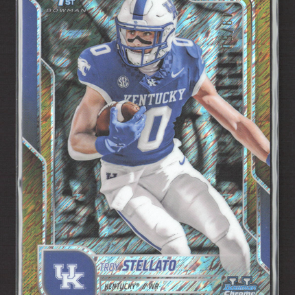 2025 Bowman Chrome University Troy Stellato #129 Gold Shimmer /50