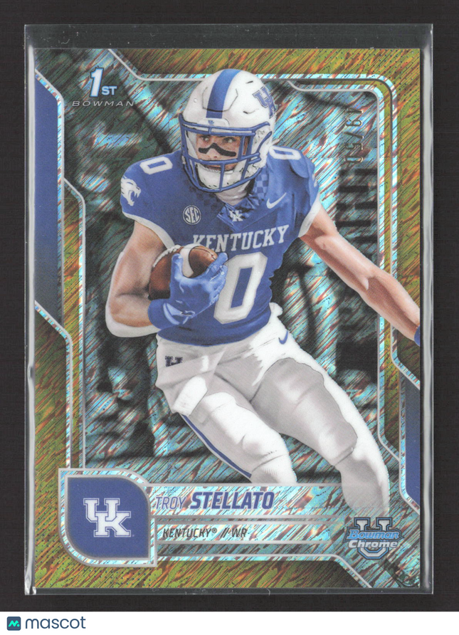 2025 Bowman Chrome University Troy Stellato #129 Gold Shimmer /50