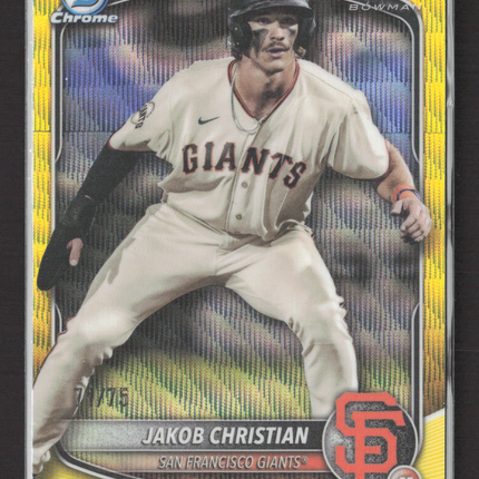 2024 Bowman Chrome Jakob Christian #BCP-157 Yellow Wave Refractor 1st /75