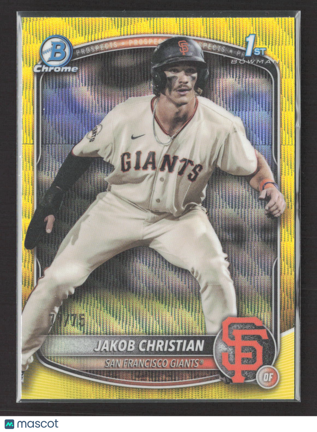 2024 Bowman Chrome Jakob Christian #BCP-157 Yellow Wave Refractor 1st /75
