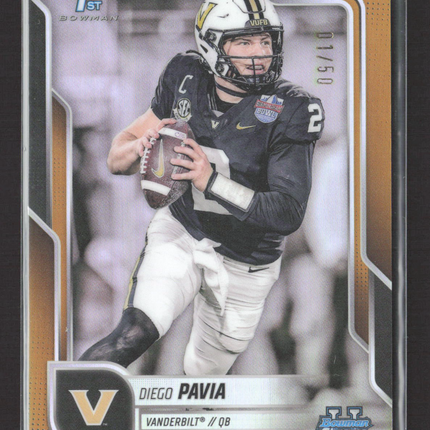 2025 Topps Bowman Chrome Diego Pavia #190 Gold Refractor /50