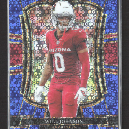 2026 Panini Select Premier Level Will Johnson #122 Blue Disco Prizm 05/25