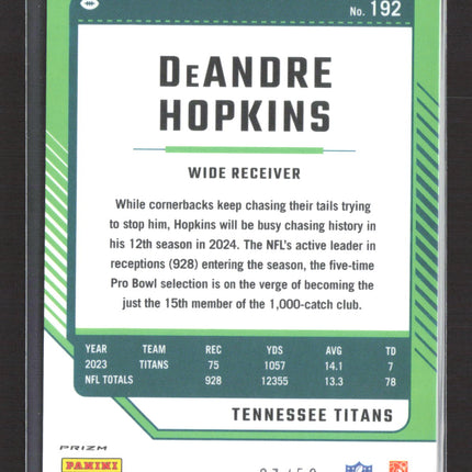 2024 Panini Donruss Optic DeAndre Hopkins #192 Lime Green /50