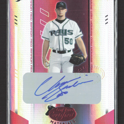 2004 Leaf Certified Materials Mirror Red Chad Gaudin #39 Auto /100