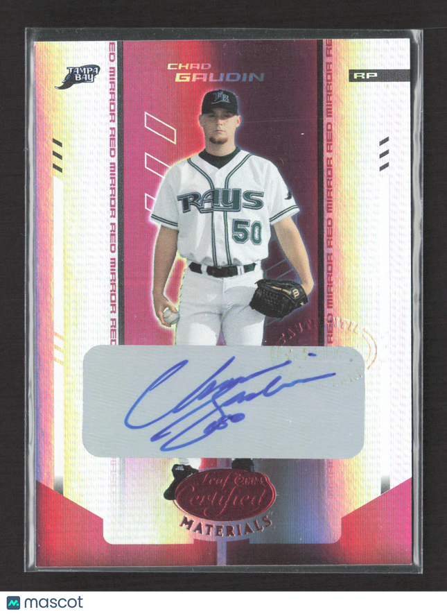 2004 Leaf Certified Materials Mirror Red Chad Gaudin #39 Auto /100