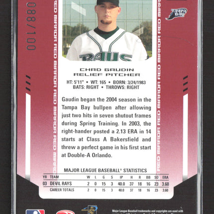 2004 Leaf Certified Materials Mirror Red Chad Gaudin #39 Auto /100