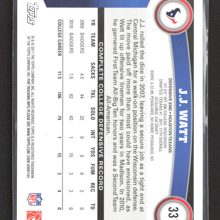2011 Topps J.J. Watt #331 RC