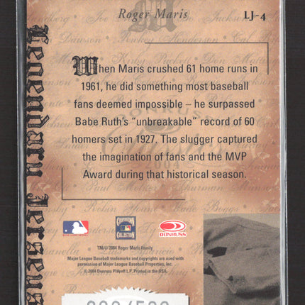2004 Donruss Classics Legendary Jerseys Roger Maris #LJ-4 /500