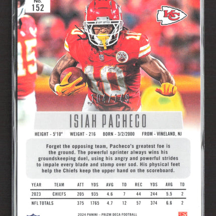 2025 Panini Prizm Deca Football Isiah Pacheco #152 Purple 104/149