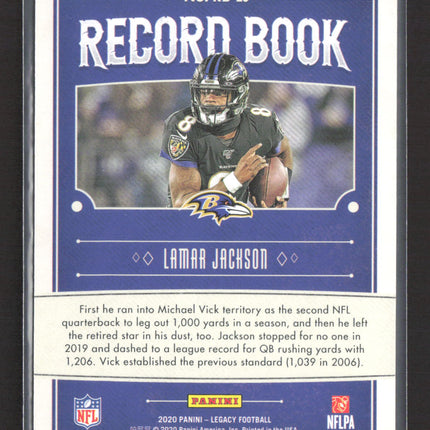 2020 Panini Legacy Record Book Lamar Jackson #RB-LJ 024/100