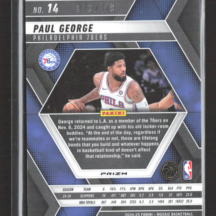 2024 Panini Prizm Mosaic Paul George #14 Purple 073/149